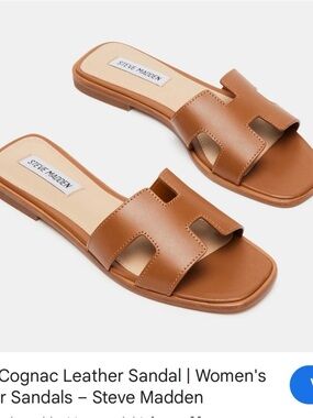 Steve Madden Hadyn Cognac Leather Slide Sandals Size 11